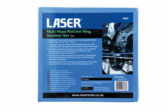 Laser 7863 Multi Head Ratchet Ring Spanner Set TS3