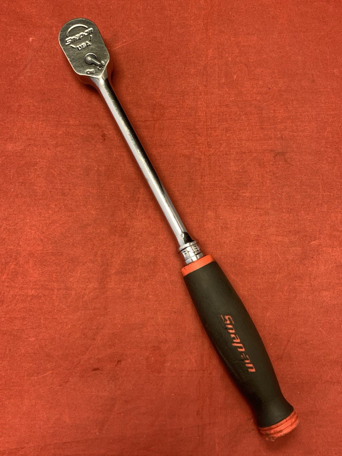 Snap On Tools FHL80 3/8″ Drive Red Soft Grip 12-1/2″ Long Handle Ratchet US Made
