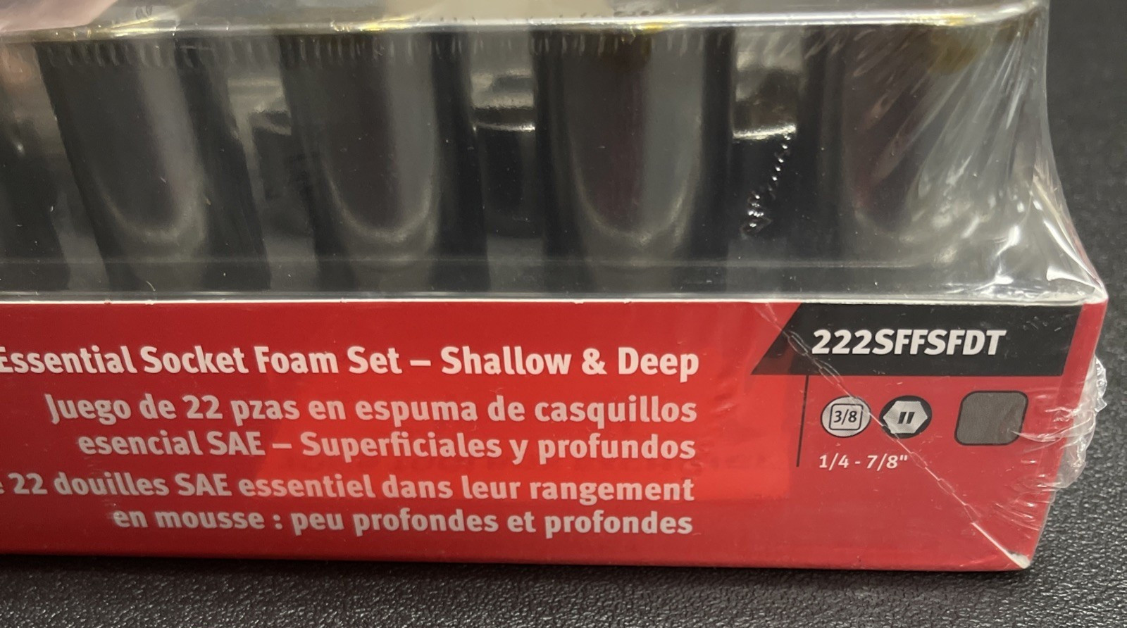 Snap-on Tools 222SFFSFDT 22pc 3/8″dr 1/4-7/8″ Shallow/Deep Socket Foam Set New