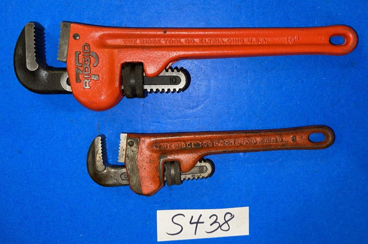 RIDGID TOOLS 2PC 10 INCH 75TH ANNIVERSARY & 8 INCH PIPE WRENCHES