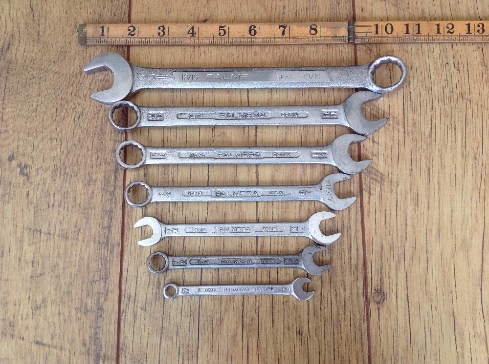 7 Palmera Combination Spanners 13/16″ to 7/16″AF 1 Metric 7mm.