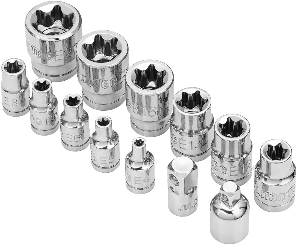 13-Piece E-Torx Socket Set with 6-Point Star Design – E4 to E20 Sizes, Gloss