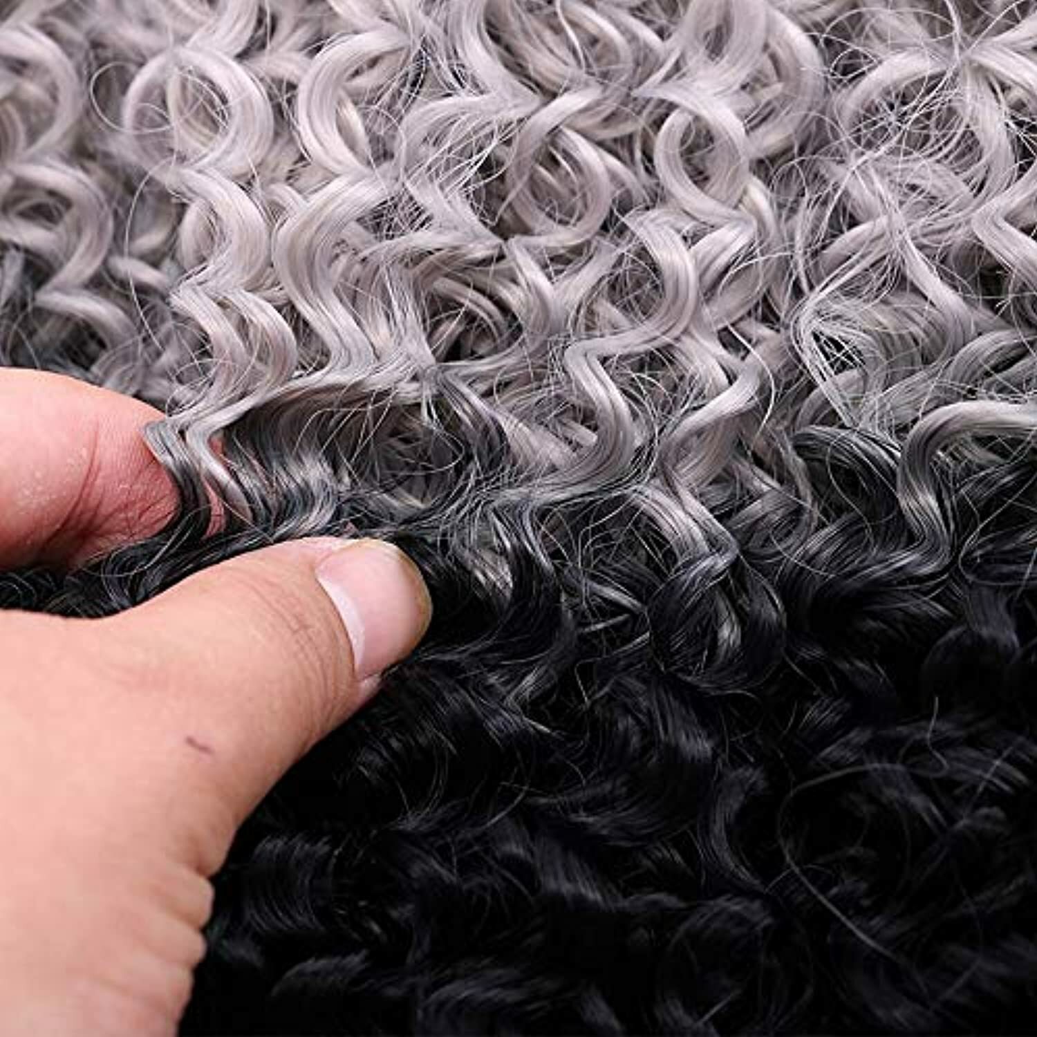 Yanhuishanghang Wigs For Women Silver Grey Wig 3 Bundles Synthesic Hair Curly