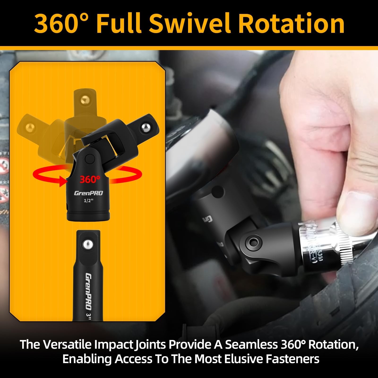 19-Piece Impact Socket Extension Set with Universal Joints & Ratchet Adapters