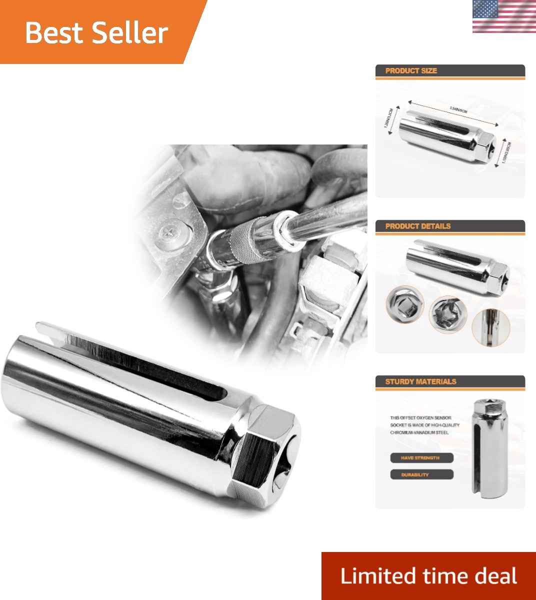 Chrome Molybdenum Oxygen Sensor Socket – Low Profile Design for Easy Access