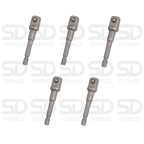 5 x CRV 1/2″ Impact Drill Driver Bit Socket Adapter Hex Shank Extension Bar