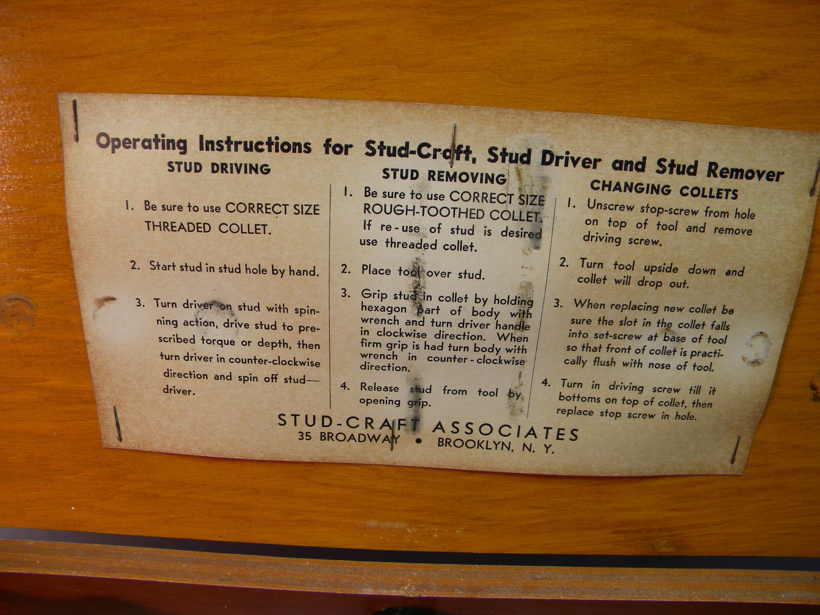 Vintage Stud-Craft Automotive Wheel Stud Driver / Remover, (USN), Mechanic; Tire