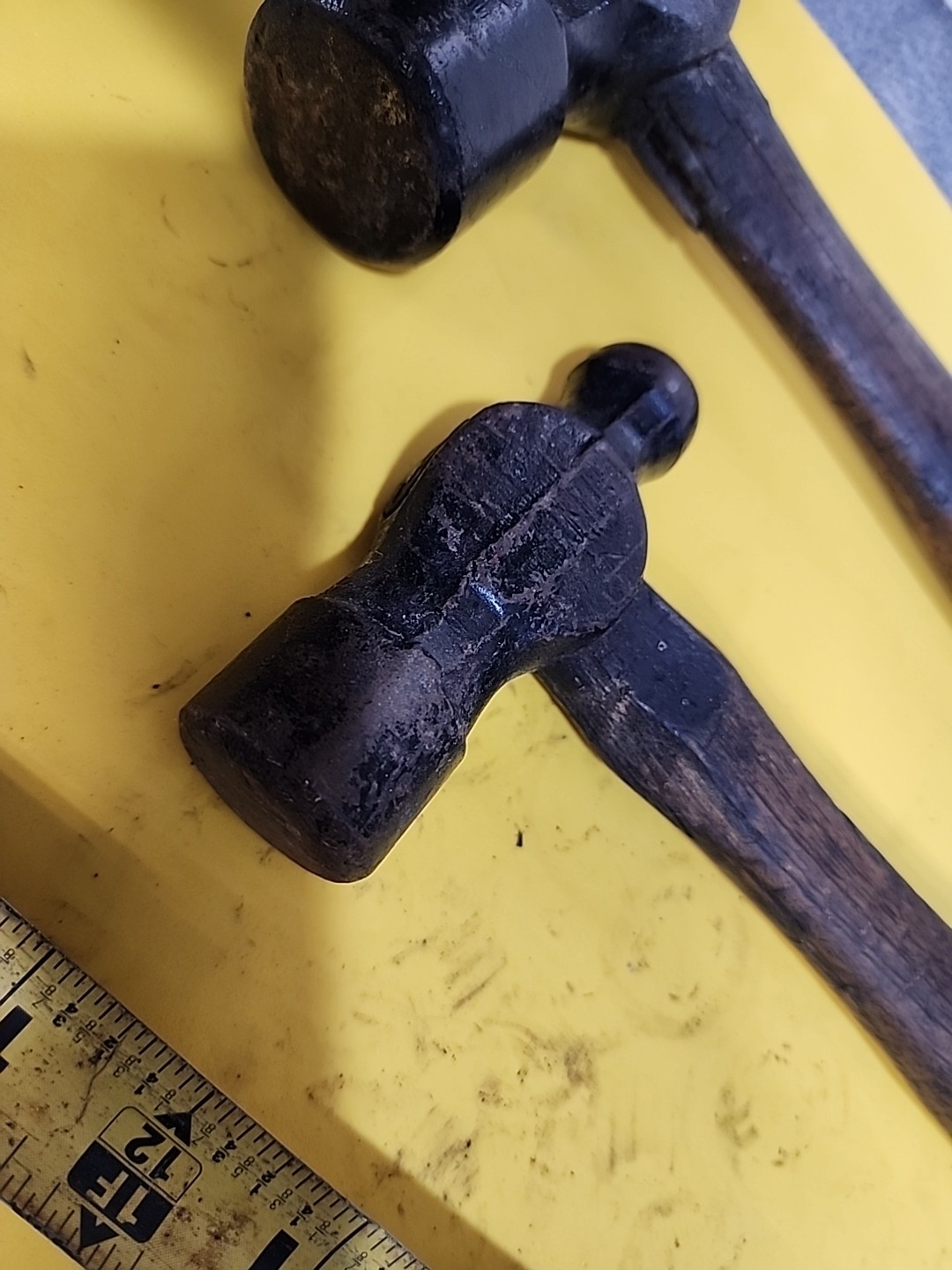 2-Vintage Ball Peen Hammers 24oz & 16oz. Original Handles (Actual Wt 36oz & 20oz