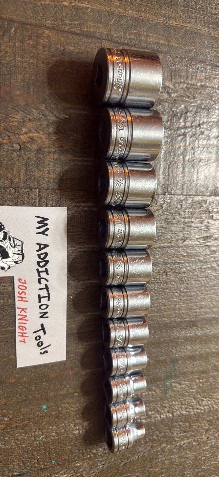 Snap on F series 3/8” drive shallow 12pt socket set no owner markings on sockets