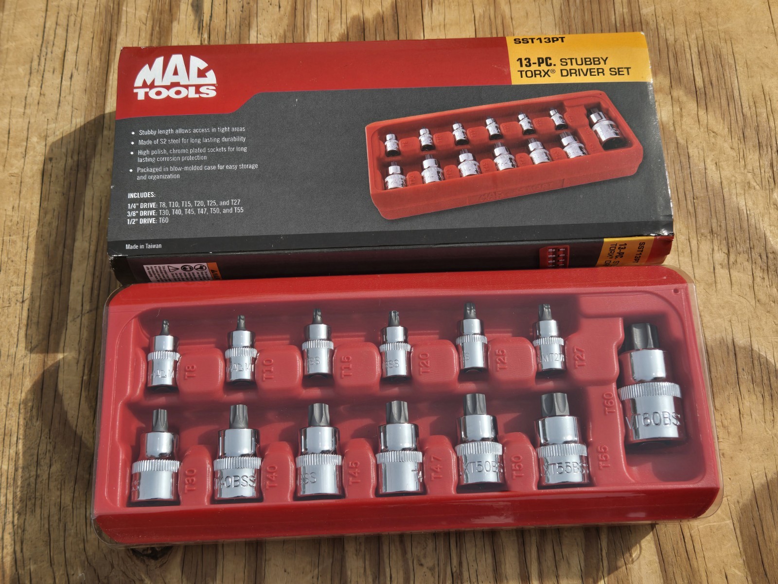 MAC Tools Stubby Torx Star Driver Socket Set 13 pc T8-T60 SST13PT NEW Open-Box