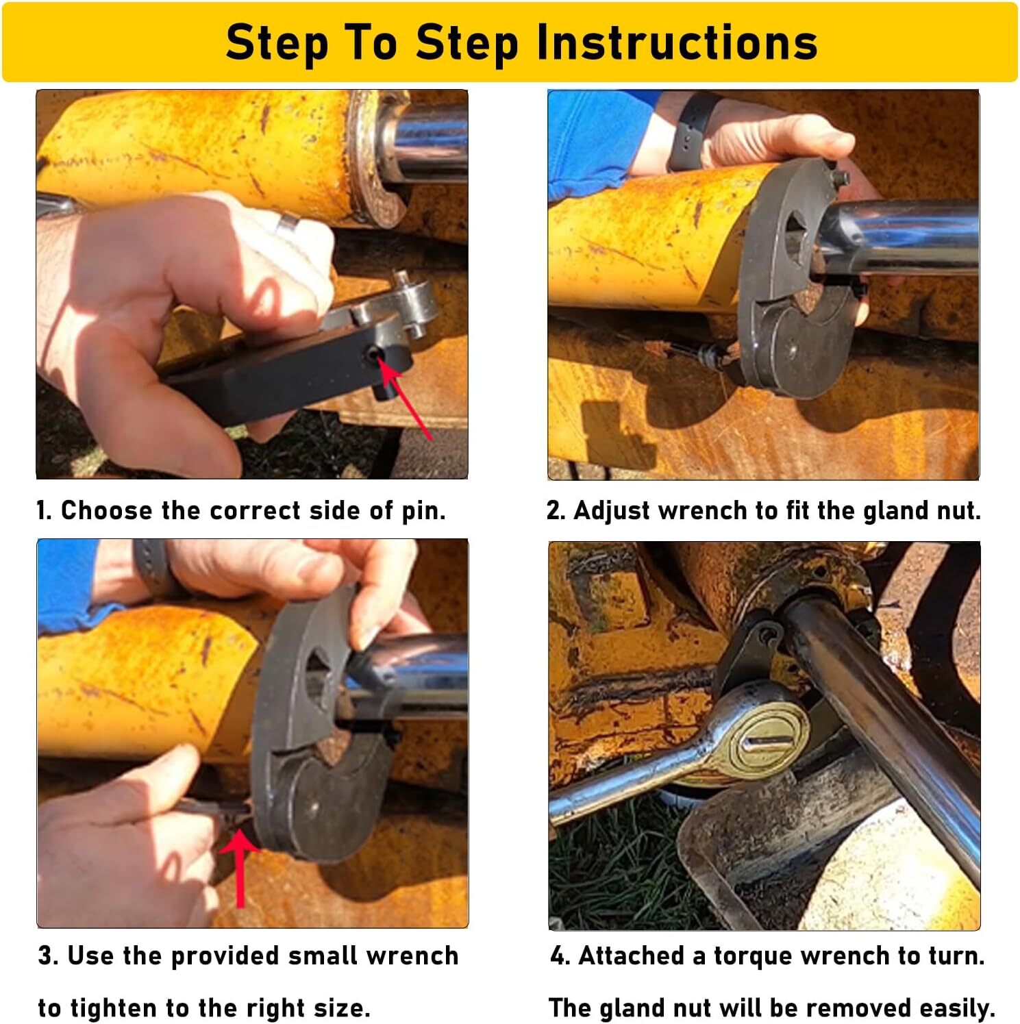 1226 Adjustable Gland Nut Wrench for Hydraulic Cylinders for 2″ to 6″ Gland Nuts