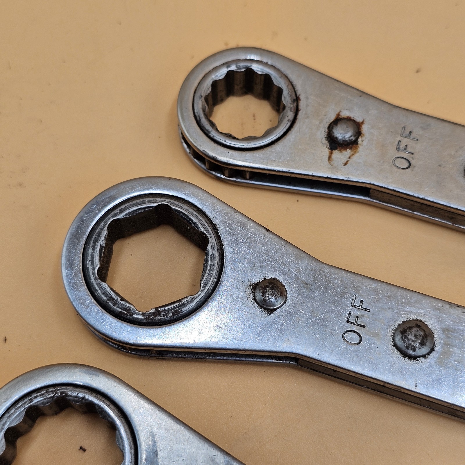 Vintage Snap On Ratcheting Wrench Set Of 3 R1820, R2426S, R-2428