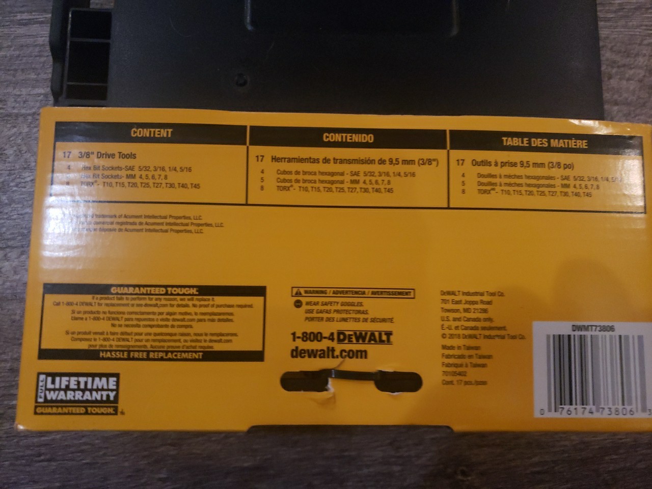 DEWALT 3/8″ Drive Bit Socket Set with Case (17-Piece) WMT73806 NEW in Case