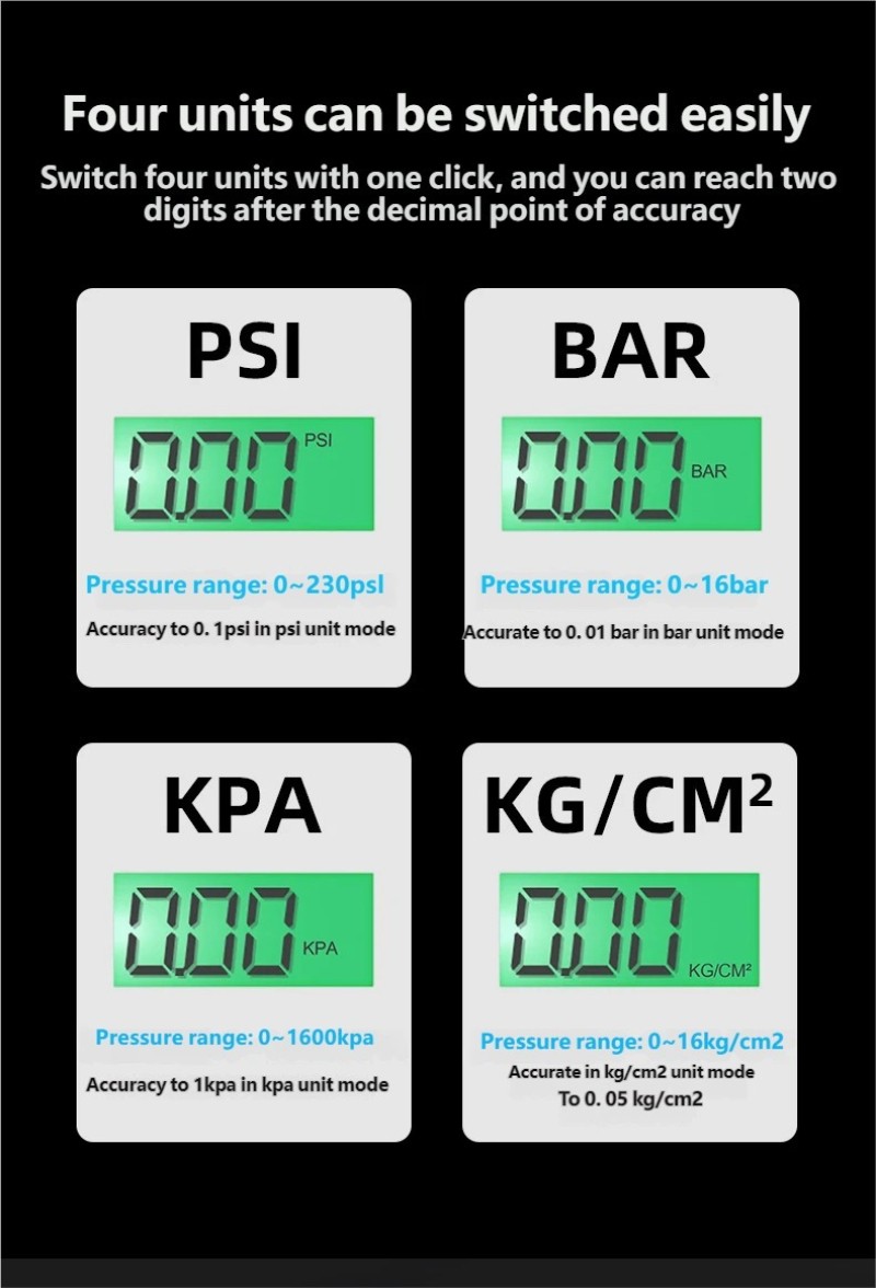 Dual Head Heavy Duty Digital Tire Pressure Gauge 230 PSI