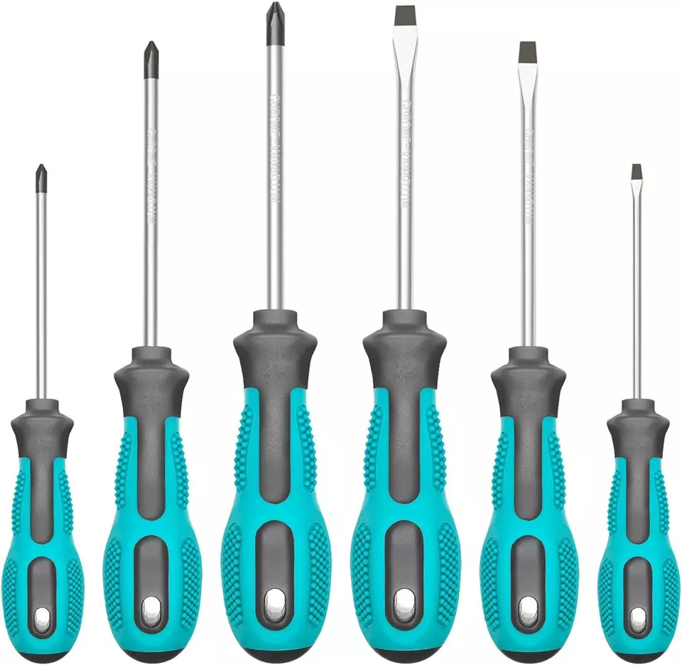 6 Pc Precision Magnetic Tip Phillips Flat Head Heavy Duty Grip Screw Driver Case