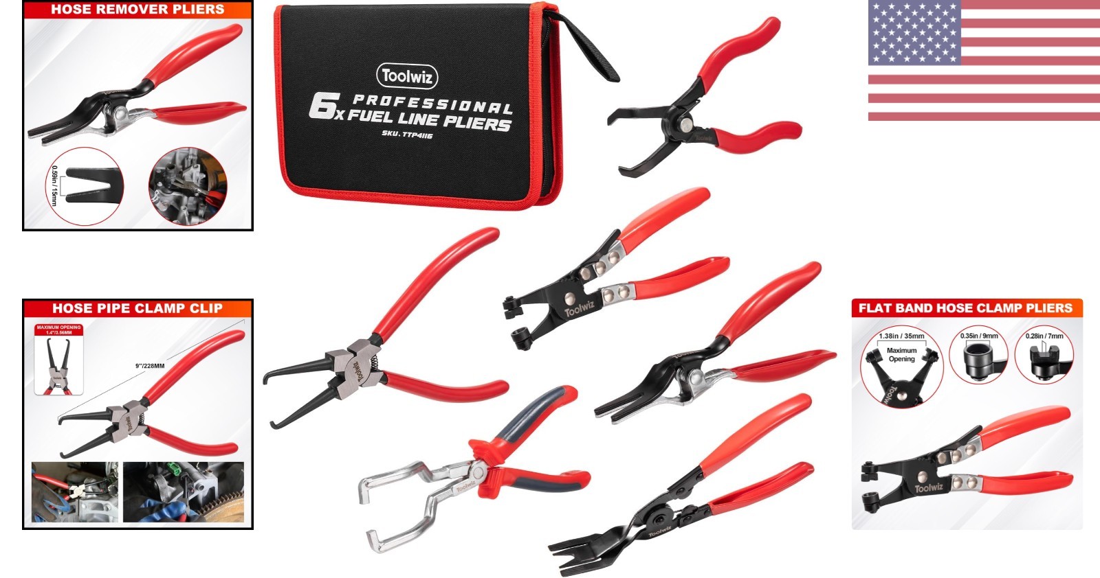 Complete 6-Piece Automotive Tool Kit: Fuel Line and Panel Removal Essentials