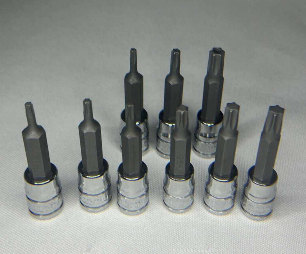 9pk Kobalt Tamper & Standard Torx Bit Sockets 1/4” Drive T10 T15 T25 T30 + More