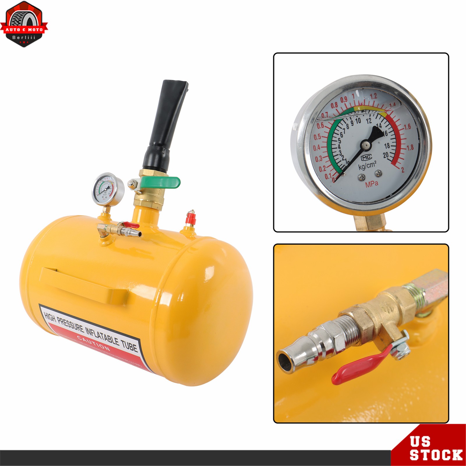 Yellow 5 Gallon Heavy Duty Air Tire Bead Seater Blaster Seating Tool 145 psi
