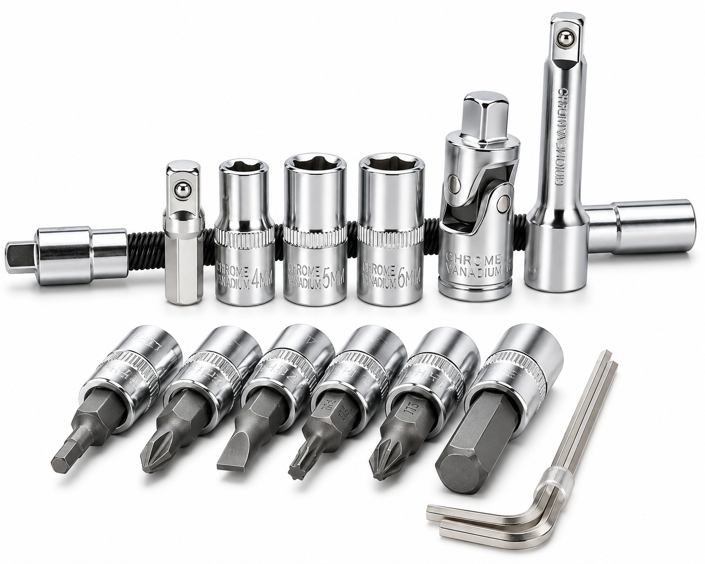 45PC 1/4″ Dr Metric Socket Set CR-V Hex Torx Bit Ratchet Wrench Case