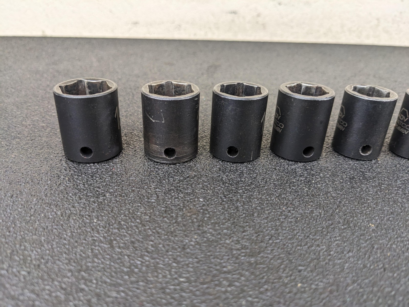 #bo195 Matco Tools ADV 3/8 Drive Short Shallow Impact Socket Metric 6 Point Set