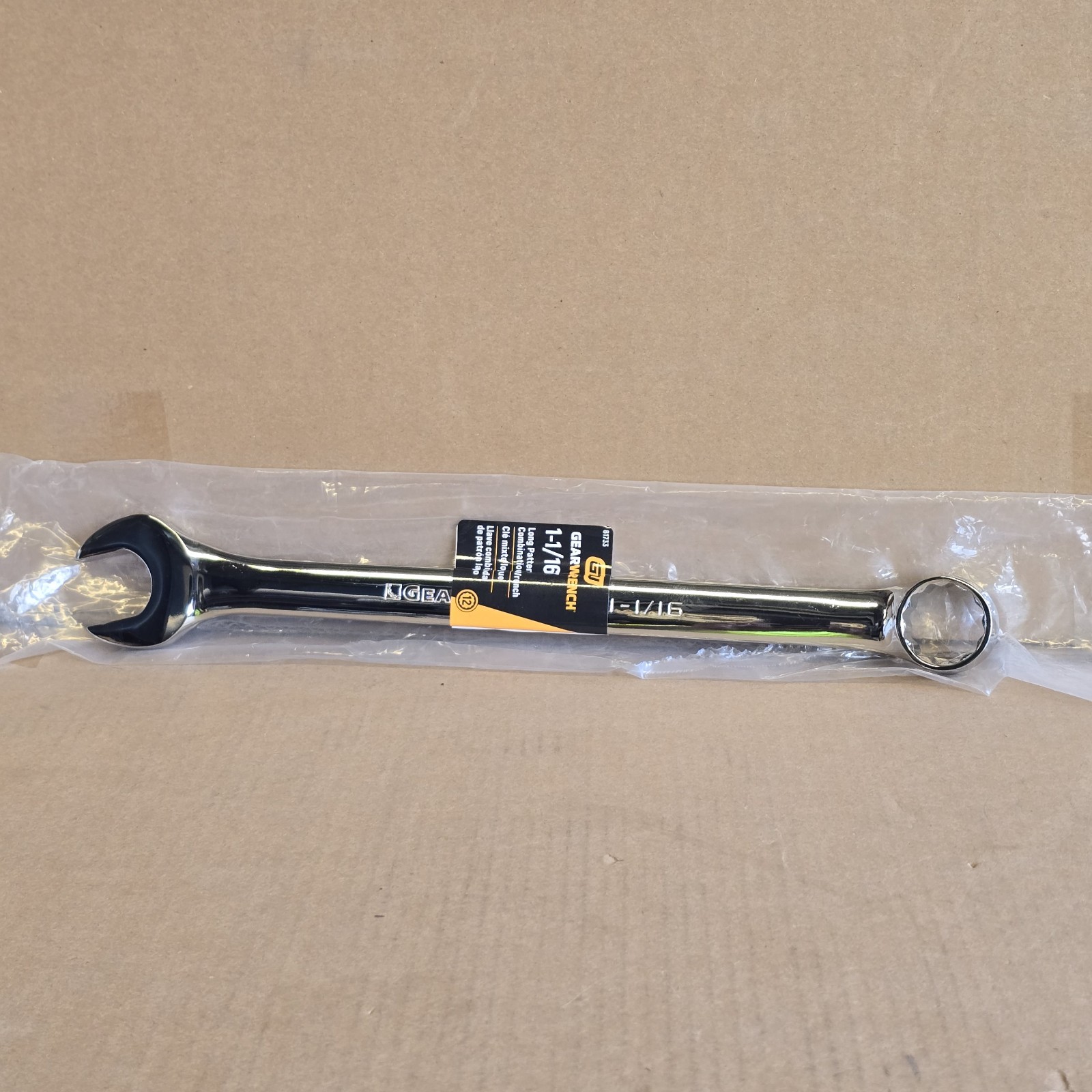 New GearWrench 81733 Open & Box End 1-1/16” Long Combination Wrench Chrome