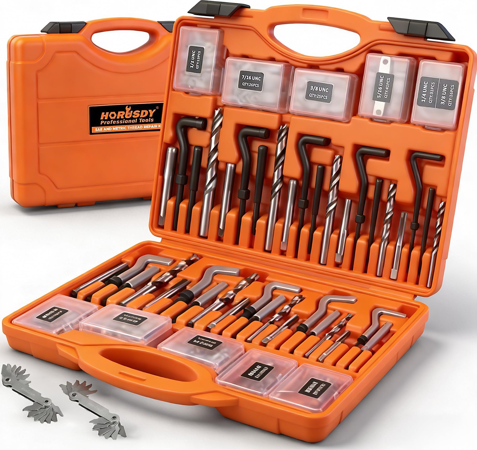 348-Piece Thread Repair Kit – Metric & SAE Helicoil Set with HSS Drill Bits, Tap