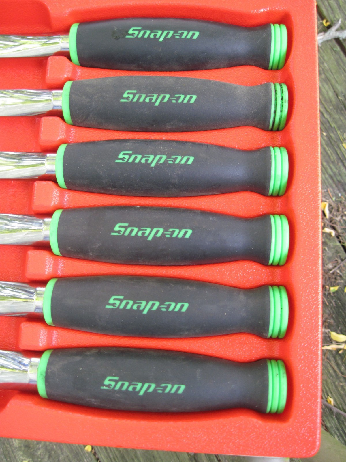 Snap On 6pc Green Handle Soft Grip Box End Wrench Set SAE XDSG606 UNUSED