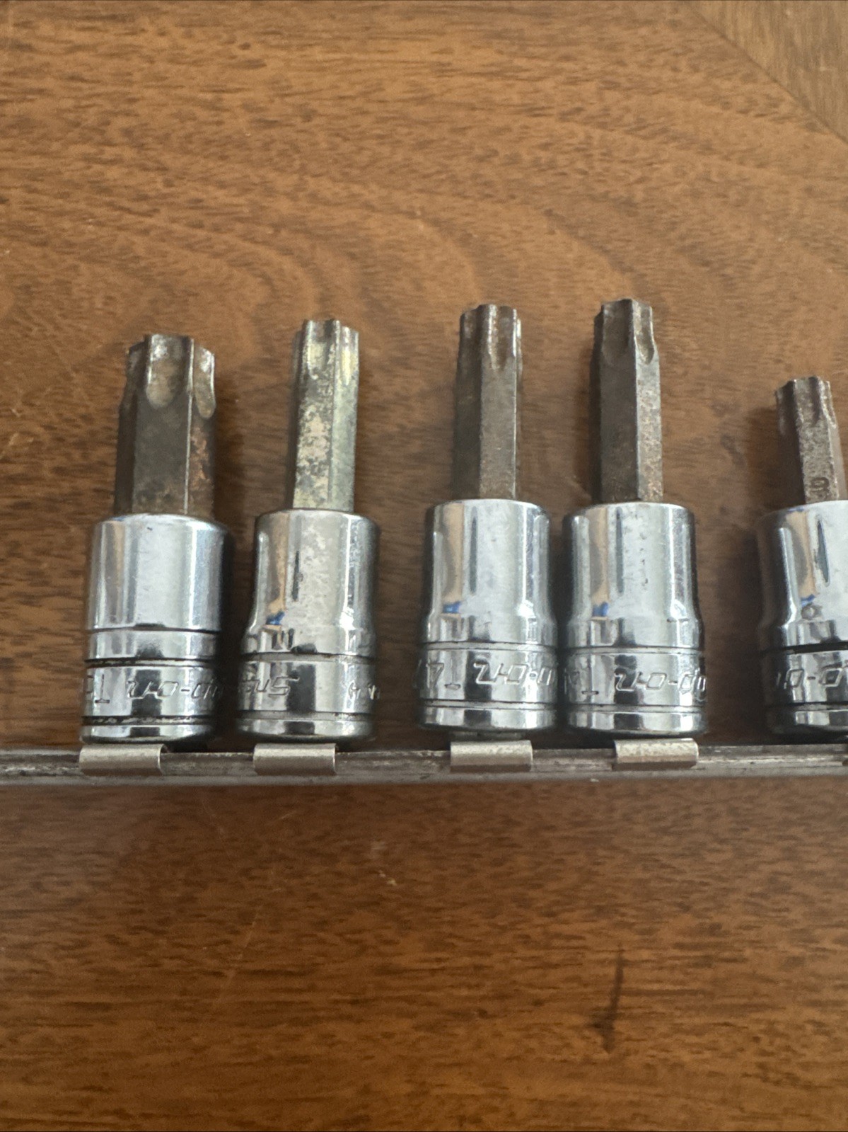 Snap-on 3/8″ Drive 7pc TORX Bit Standard Socket Set FTX27E-FTX55E With Rail