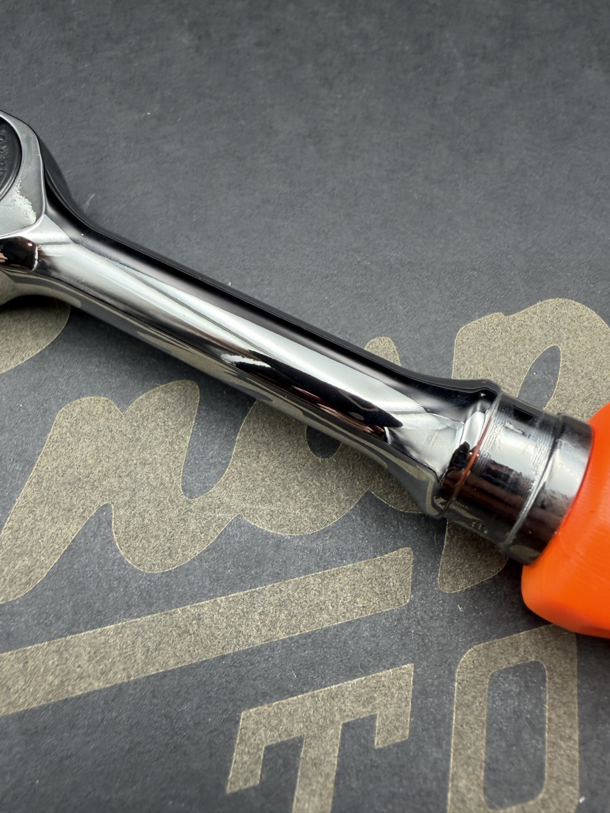 Snap-on FHD80 NOS NON-USA Stamped Head ORANGE 3/8″ Dr Hard Grip Ratchet