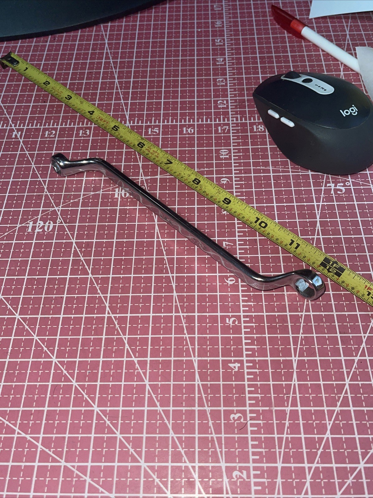 NOS Duro Indestro USA 730 3/8 X 7/16 In SAE 6 Point Box End Wrench Offset