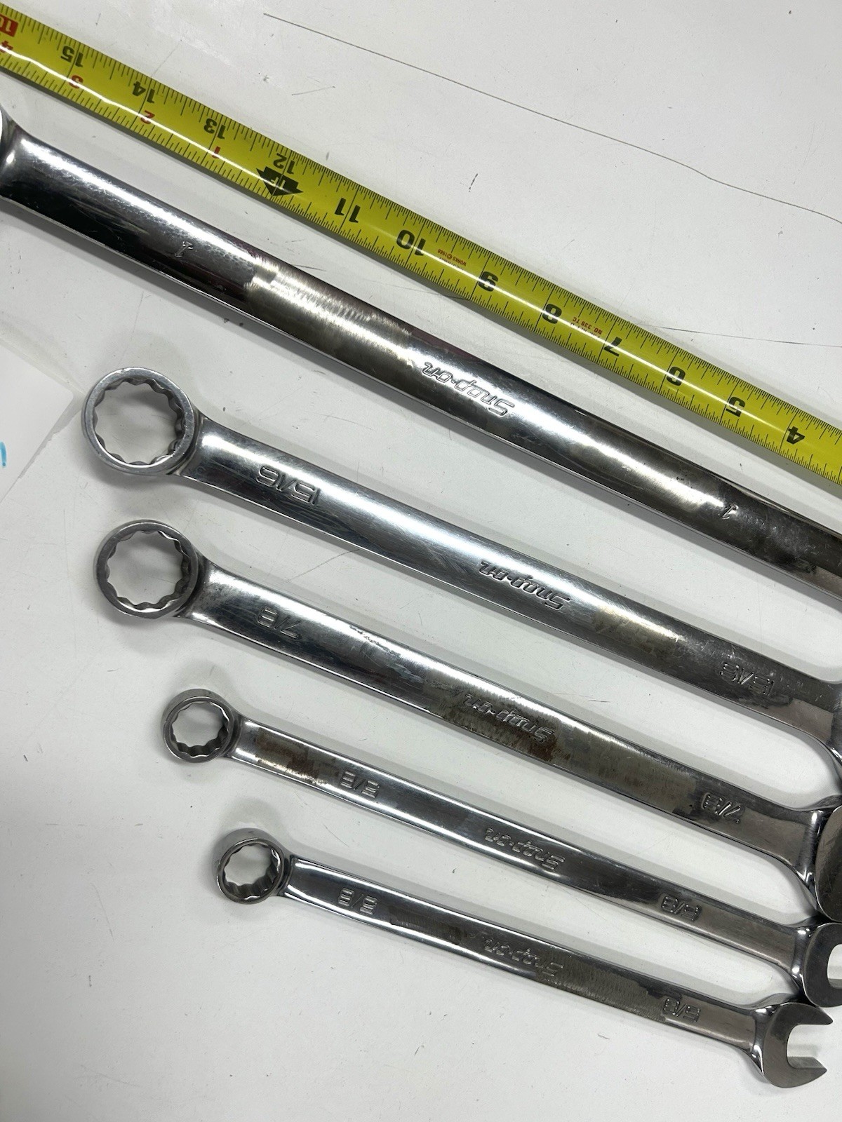 S/S-4 Snap-on 5 Pc SAE Comb Wren Set 1”, 15/16”, 7/8”, 13/16”, 3/4” USA