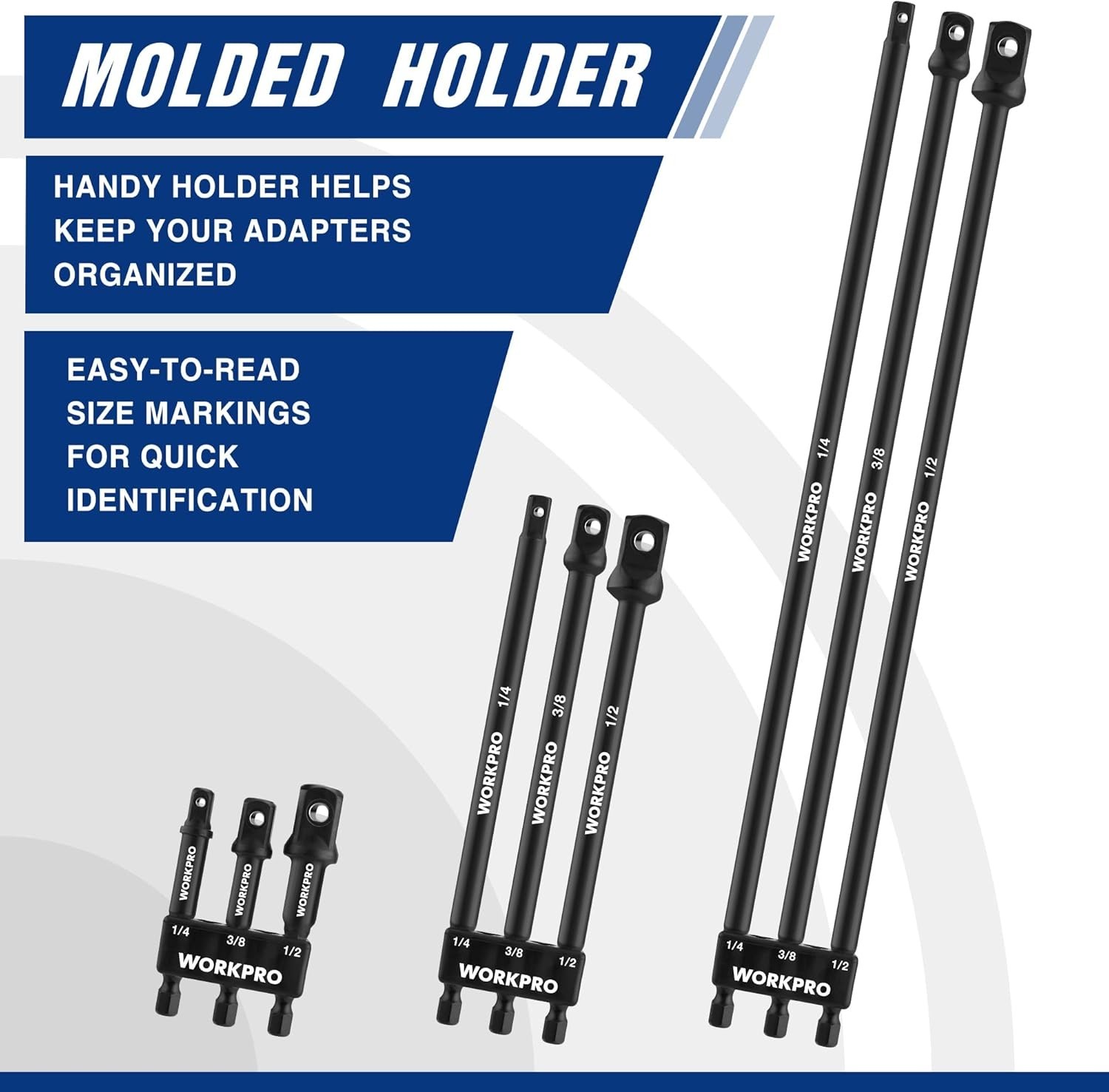 9-Piece Socket Adapter Extension Set, 1/4, 3/8, 1/2-Inch Drive, 1/4-Inch Hex …