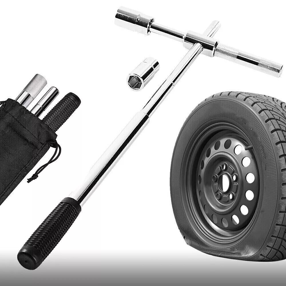 Universal 23″ Extended Lug Wrench 4 Way Tire Iron Nut Wrench Set With Socket