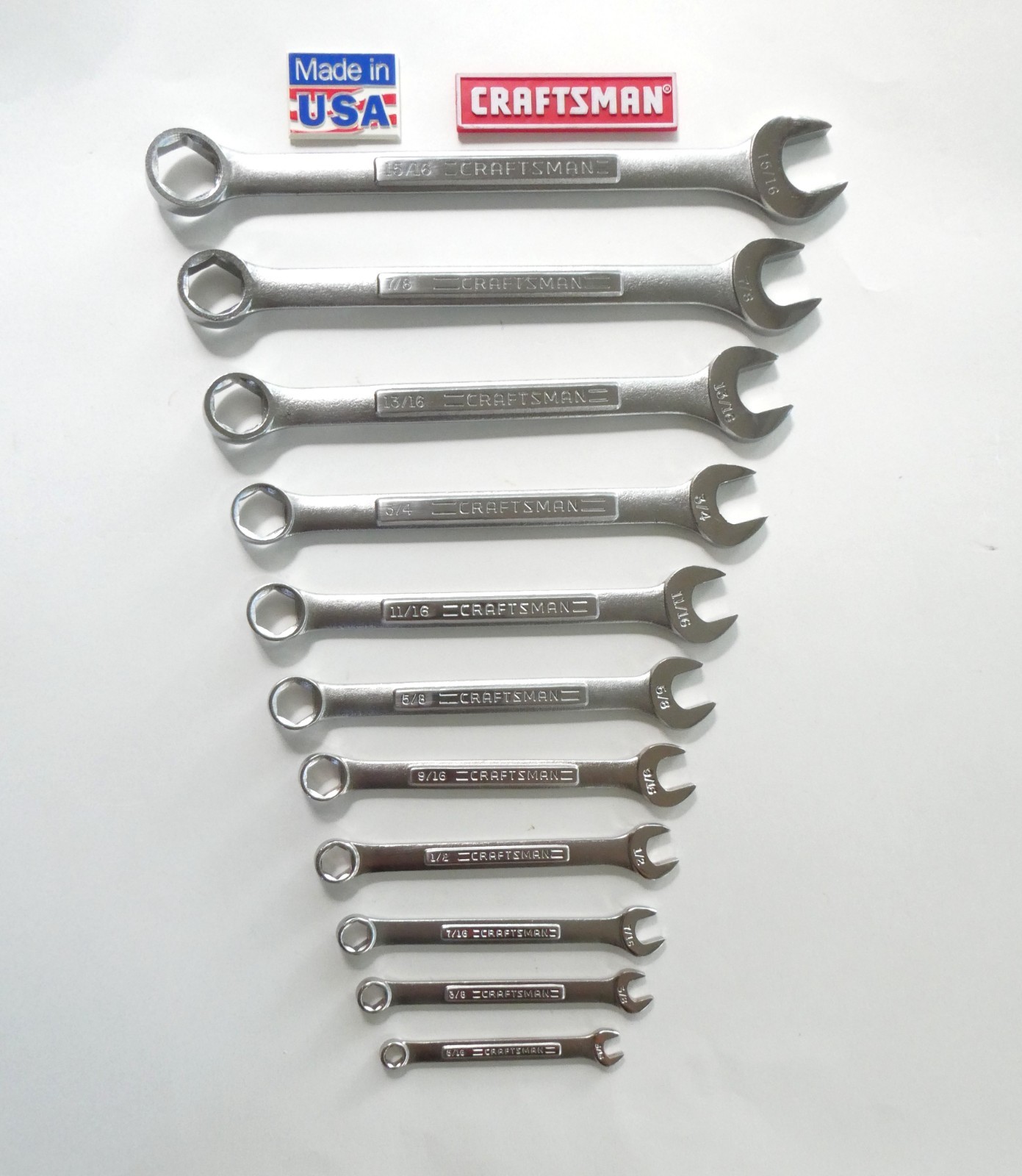 Craftsman 11 PC 6 Point SAE Combination Wrench Set Made In The USA 5/16 – 15/16