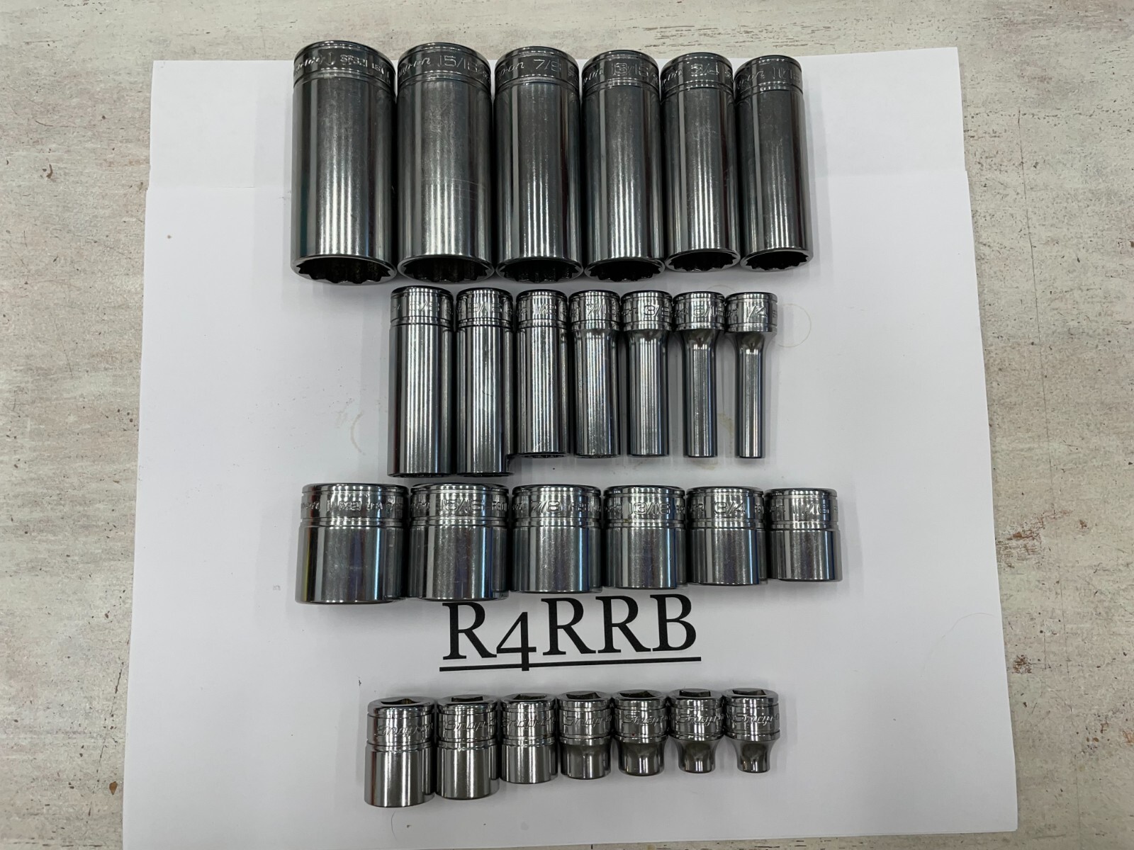 Snap-on Tools NEW 3/8″ Drive SAE Shallow Deep 12 Point Socket Double BONUS Set