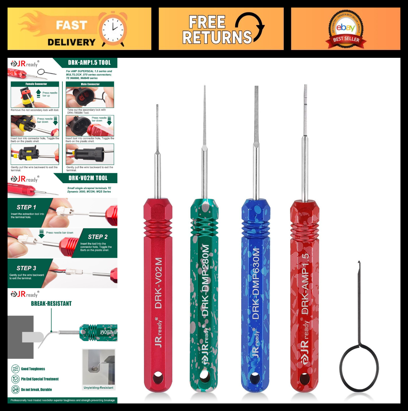 Pin Extractor Tool Set for AMP Super Seal, Metri-Pack, JST Connectors – 5PCS Aut