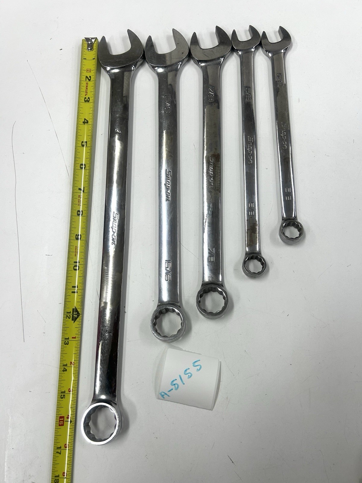 S/S-4 Snap-on 5 Pc SAE Comb Wren Set 1”, 15/16”, 7/8”, 13/16”, 3/4” USA