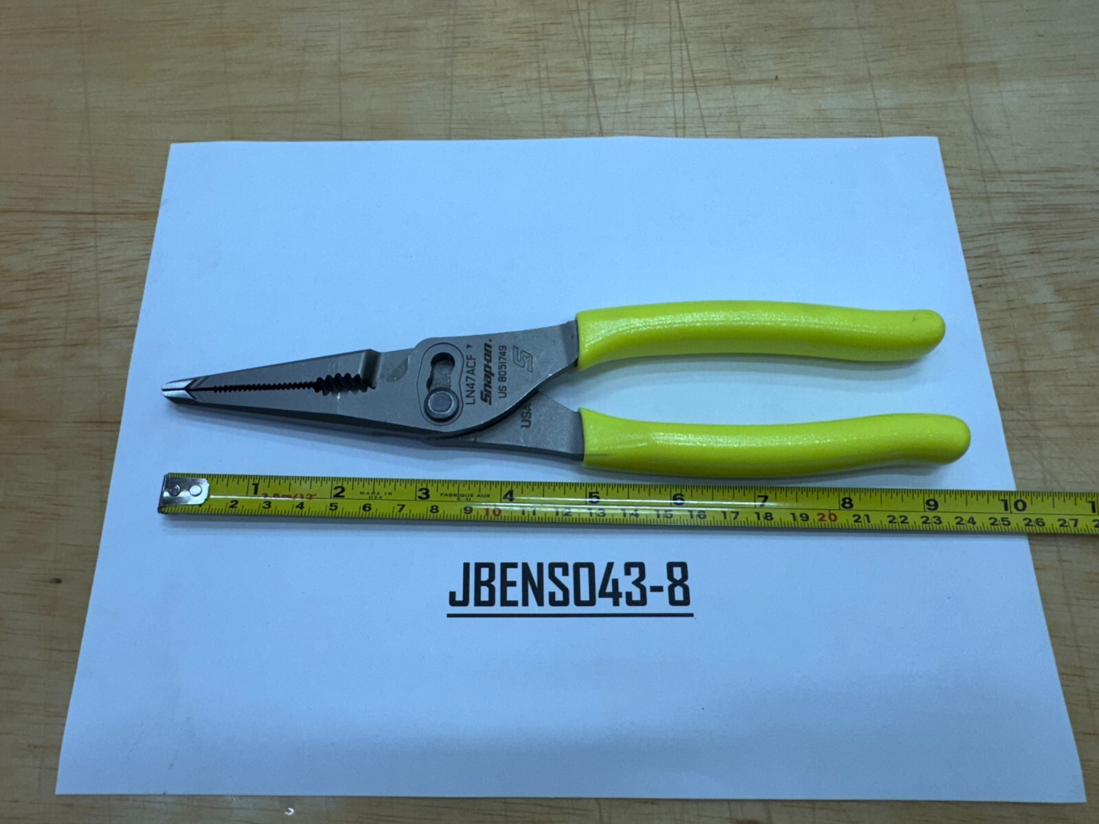 Snap-On Tools USA NEW HI-VIZ 9″ Soft Grip Long Nose Slip Joint Pliers LN47ACFHV