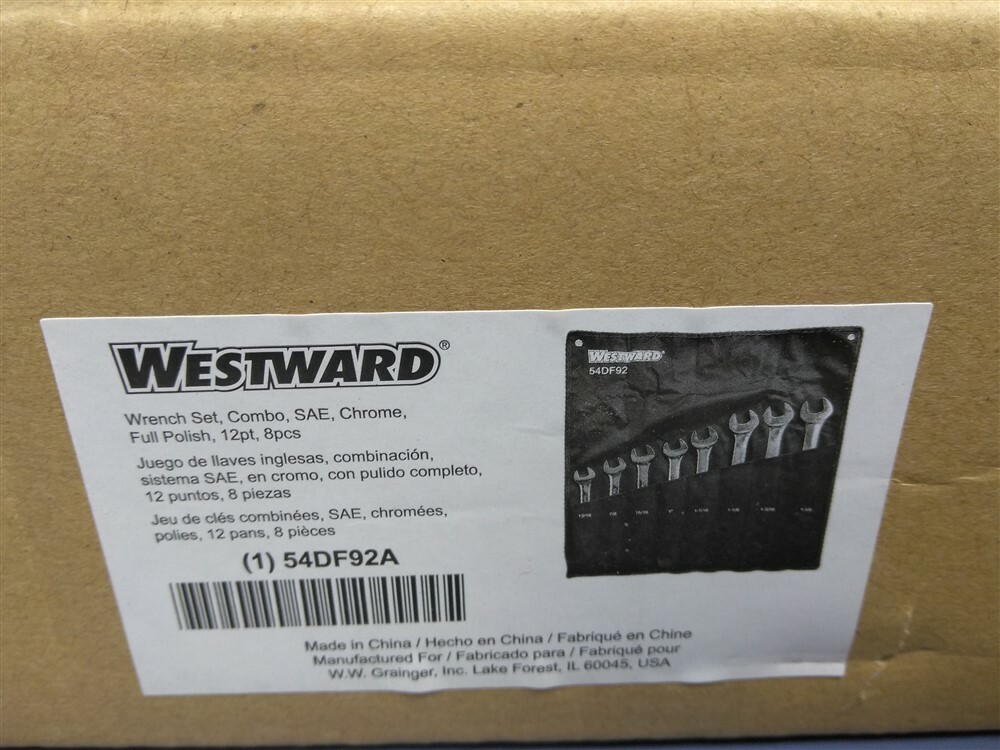 Westward 54DF92 Combination Wrench 8-Piece Set, 12-Point