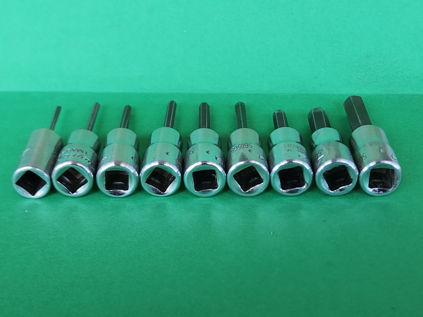 Snap On 9 pc 1/4″ Dr. SAE Hex Driver Bit Socket Set 1/16″-1/4″ V6