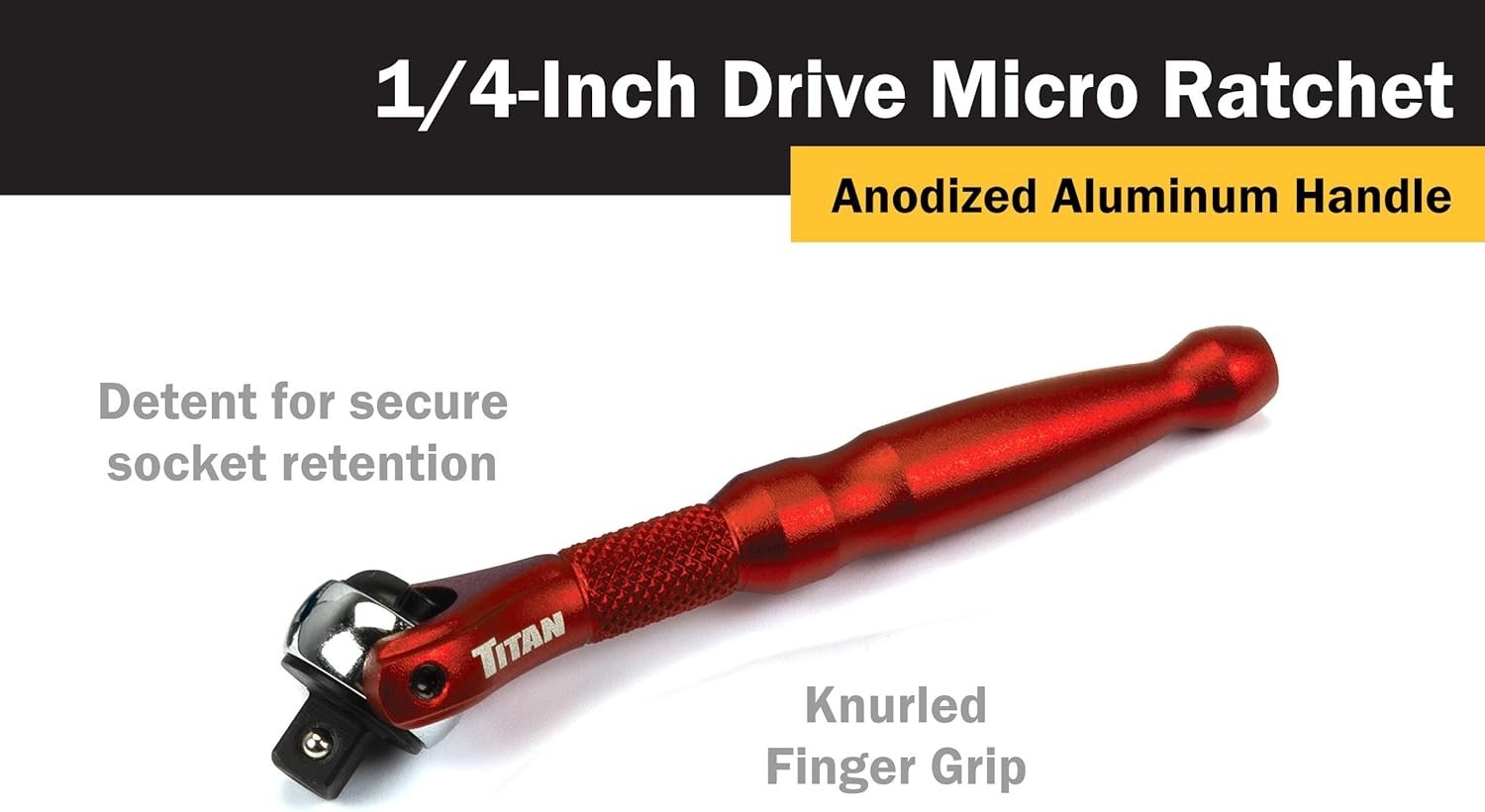 1/4 Drive 4 Inch 90 Tooth Swivel Head Micro Ratchet Red