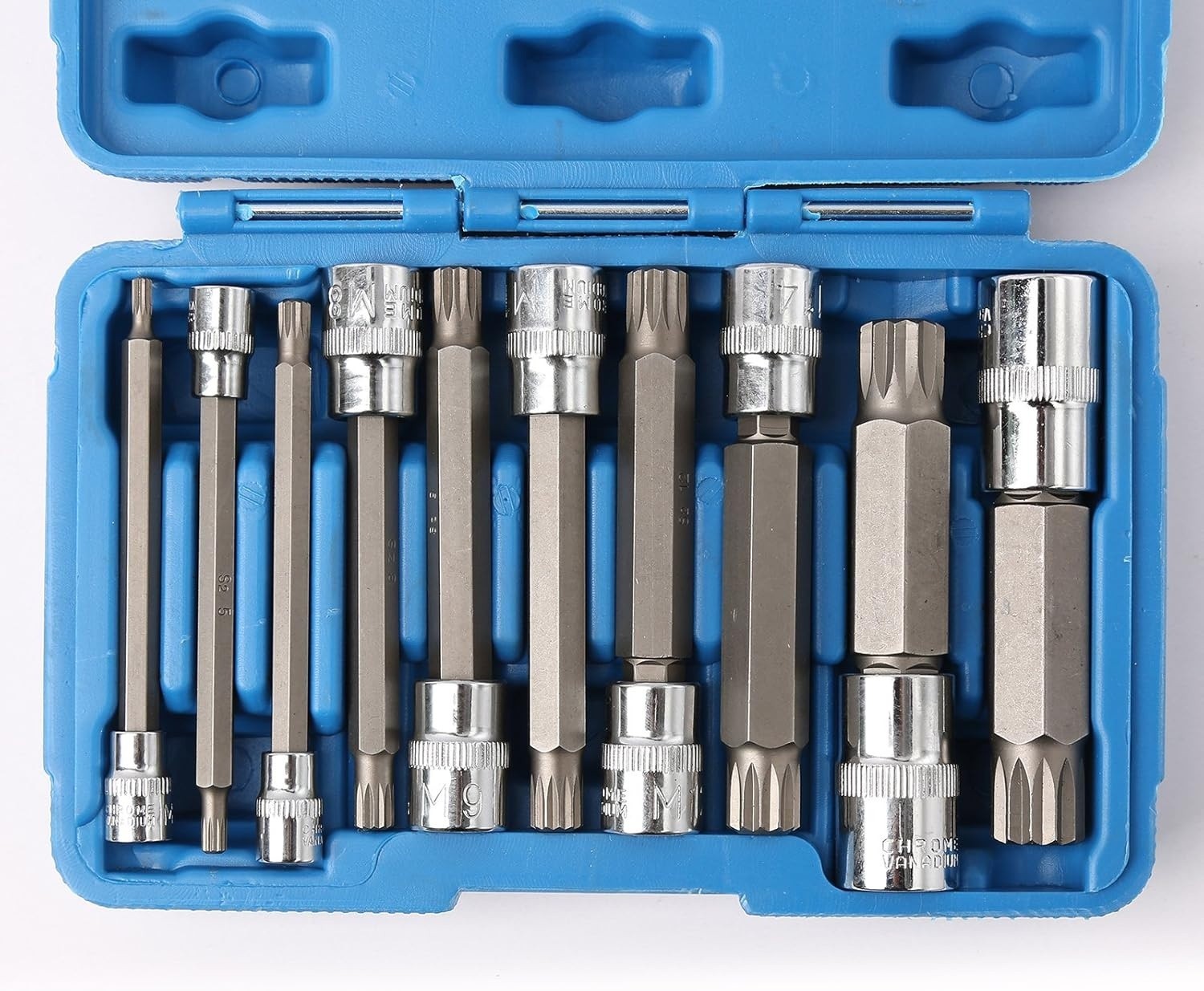 10PCS XZN Triple Square Socket Kit Spline Bit Socket Set Tamper-Proof 4-Inch L