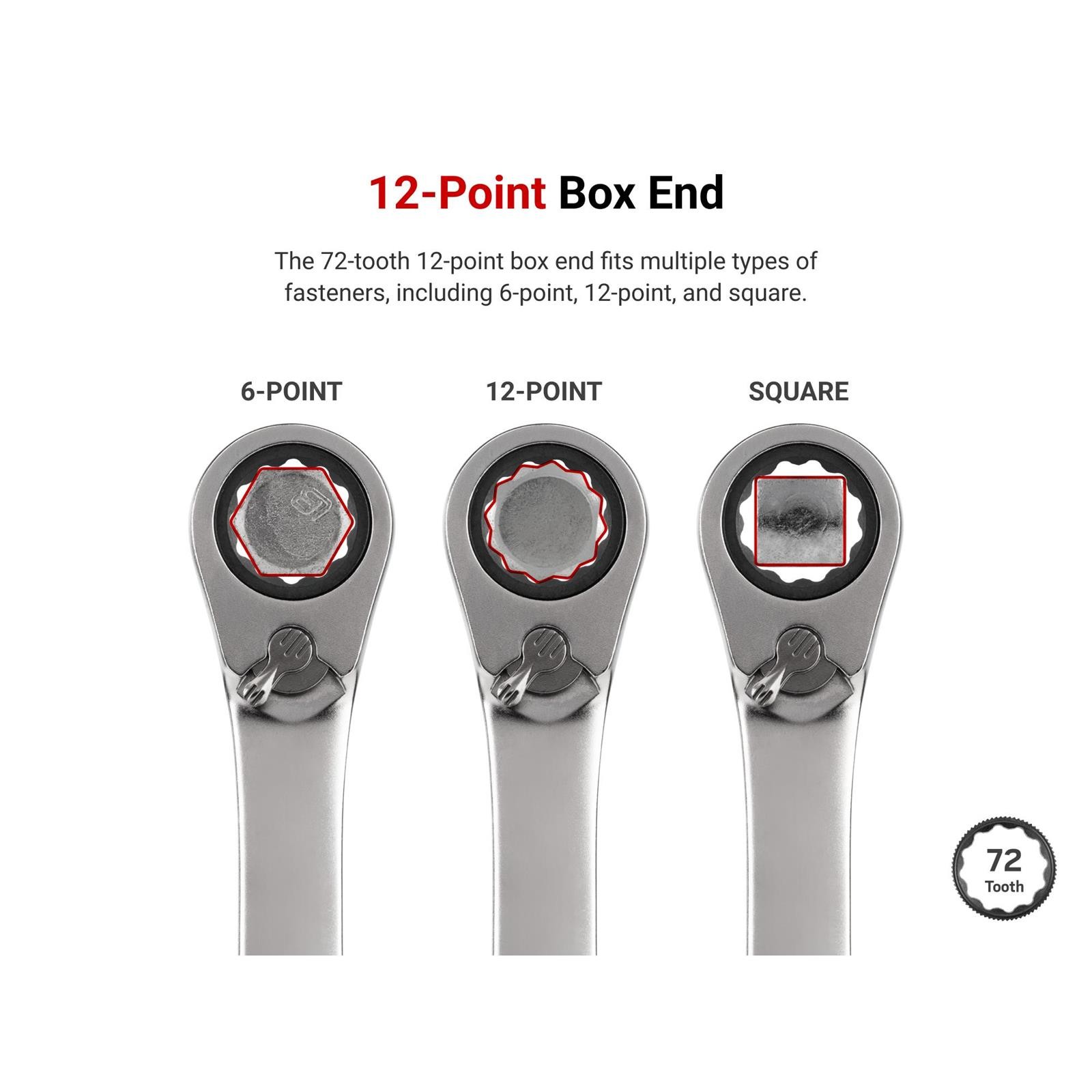 Tekton WRC94304 Reversible 12-Point Ratcheting Combination Set