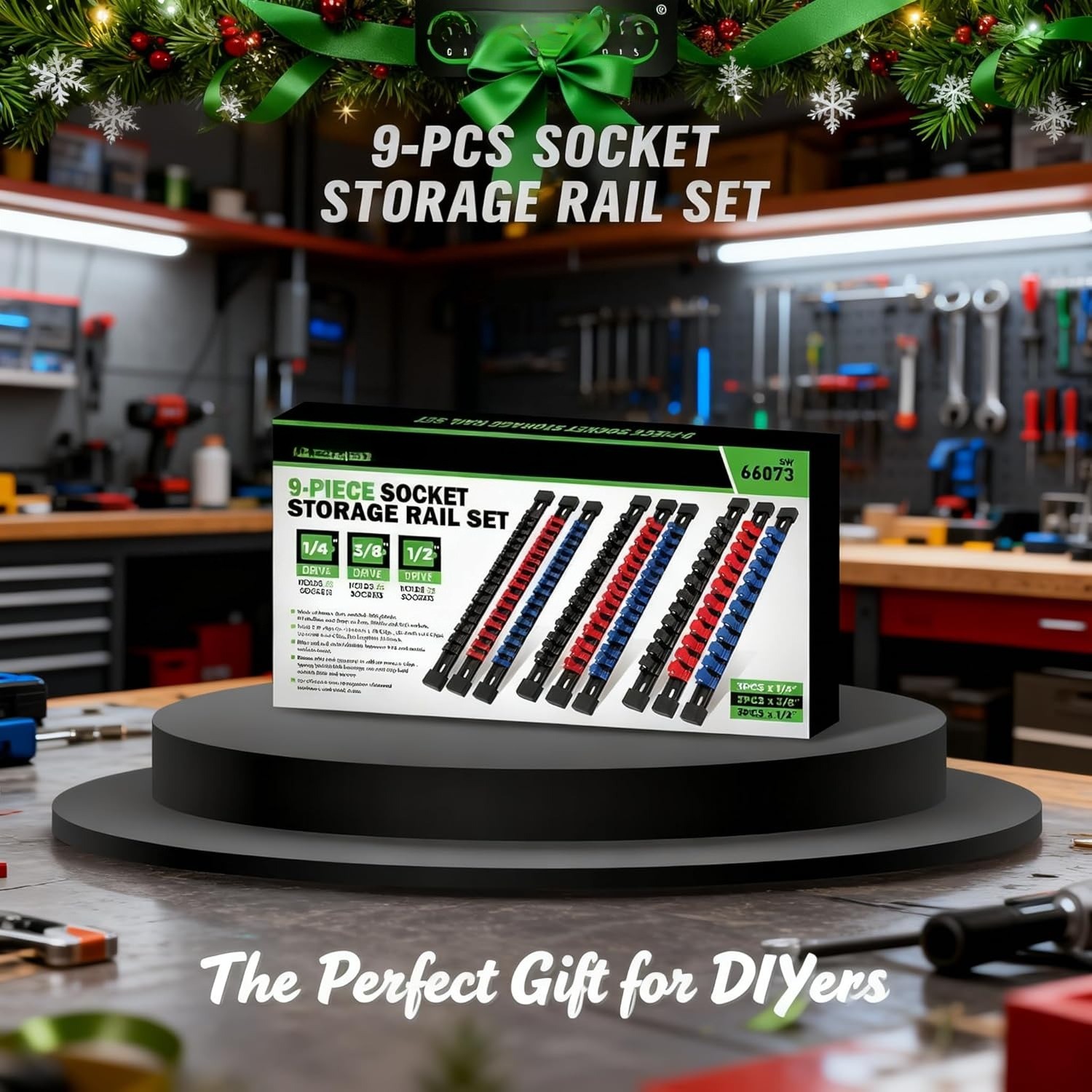 9-Piece Premium Socket Holder Organizer Set, 1/4-Inch x 48 Clips