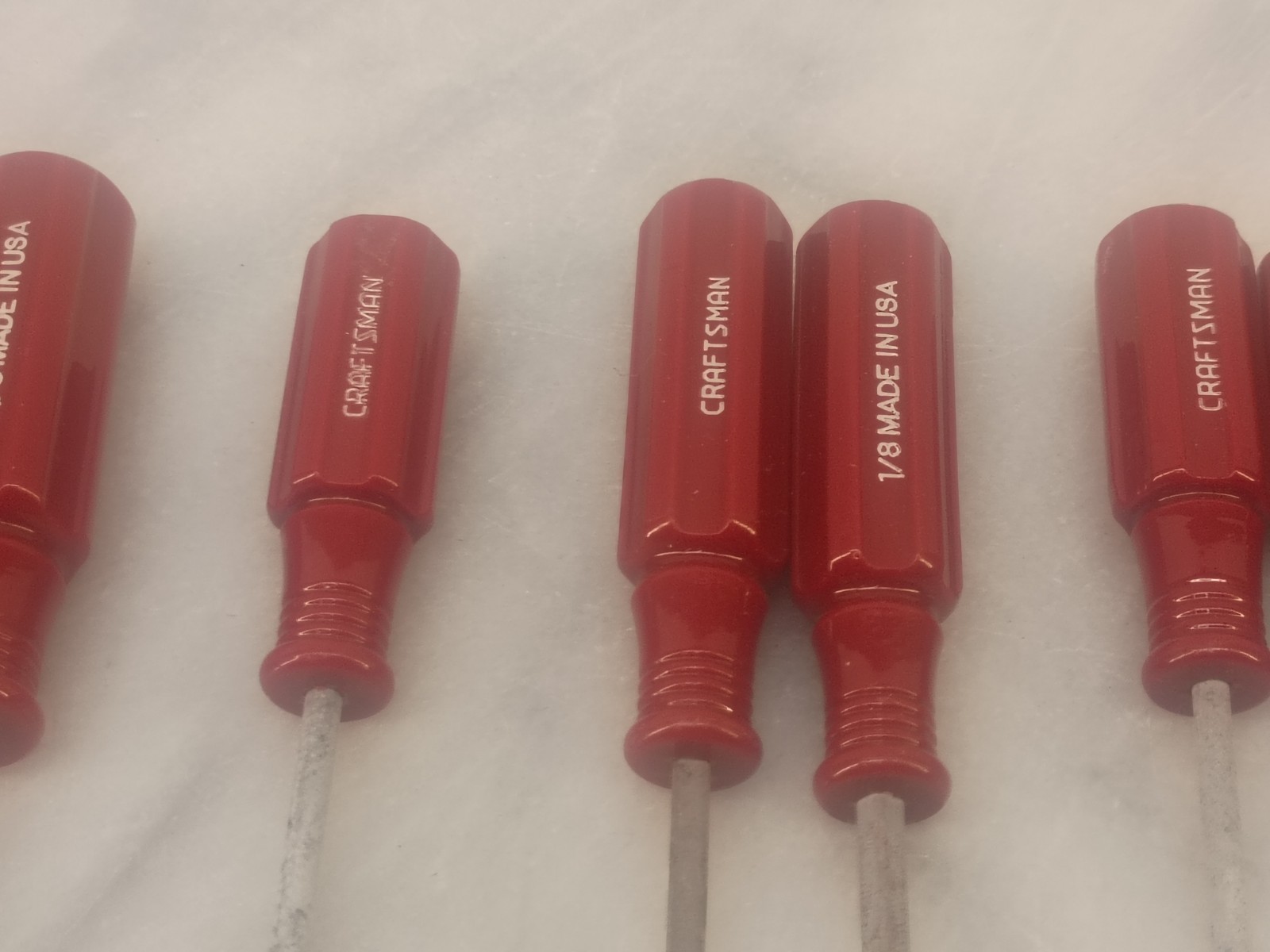 Lot Of 7 Vintage Craftsman USA Red Handle Mini Screwdrivers Phillips Regular