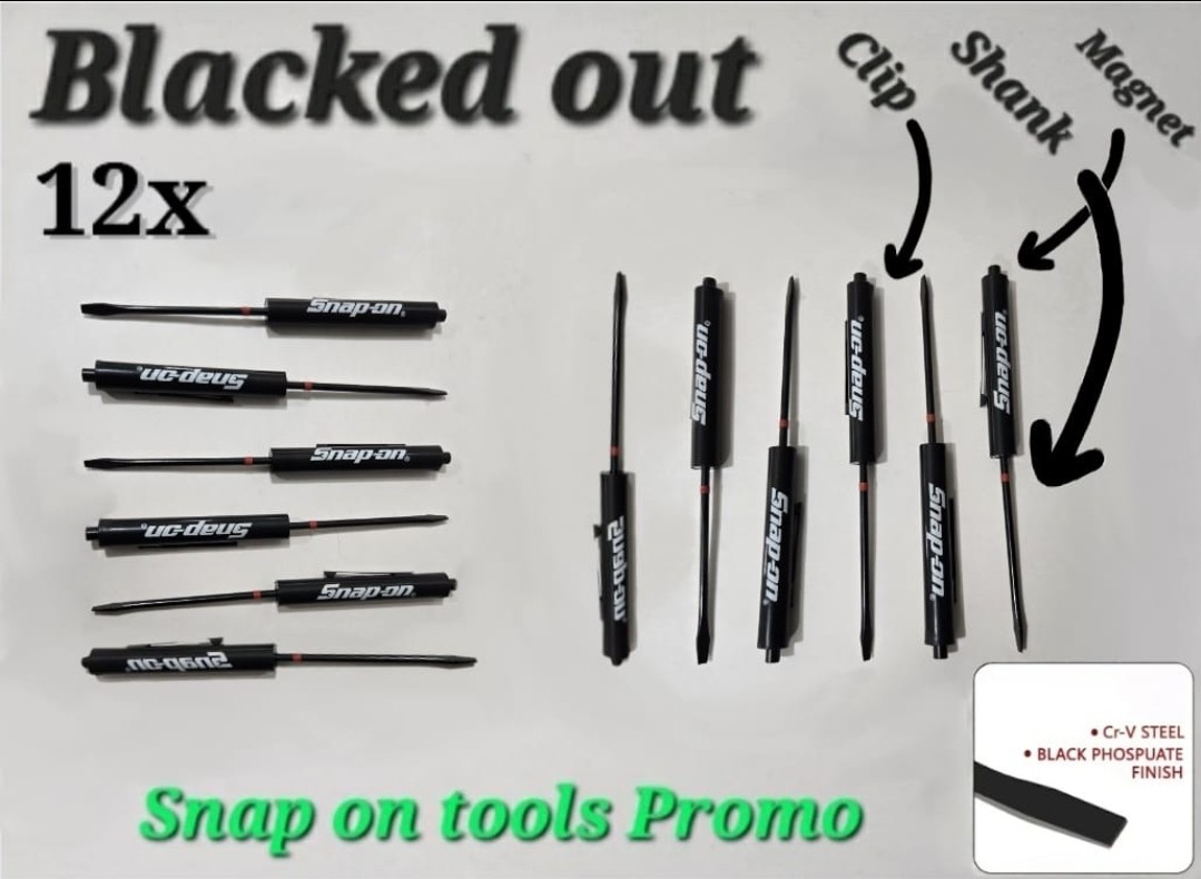 12 Snap on tool Special Edition pocket screwdrivers BLACK PROMO Blacked Out+gift
