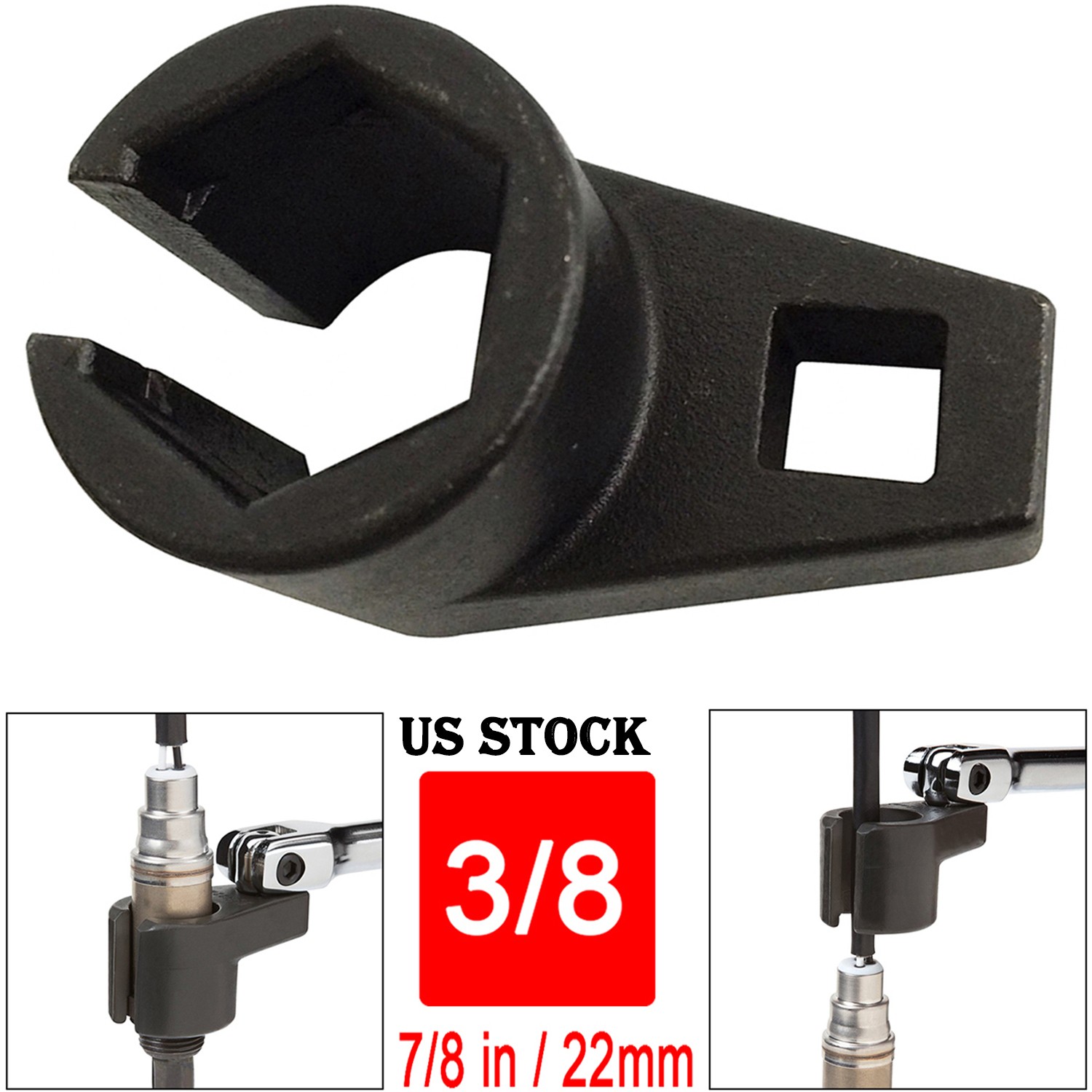 7/8-Inch 22mm Offset O2 Oxygen Sensor Socket Wrench Removal Tool Drive 3/8″