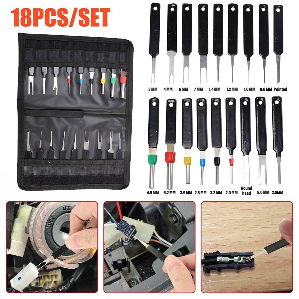 18Pcs Heavy Duty Thick Car Terminal Removal Set Wire Connector Pin Release Tools