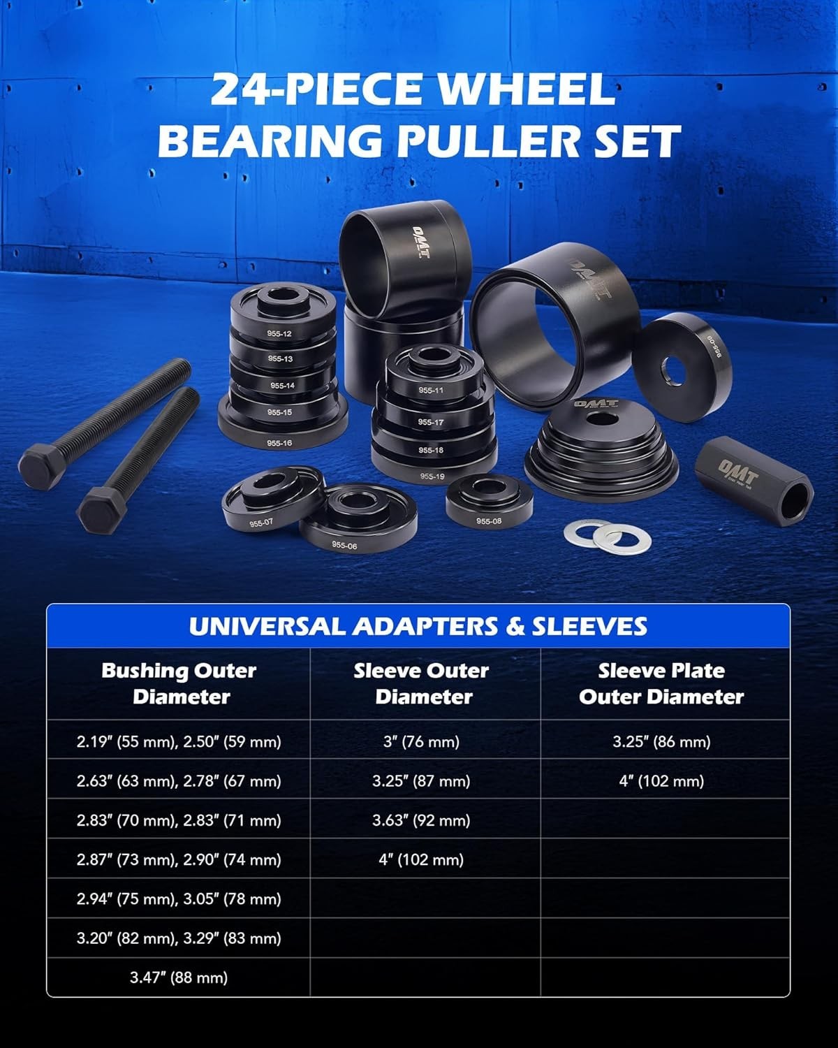 Pro-Grade Wheel Bearing Removal Kit – 24pc Set with All Necessary Tools Included