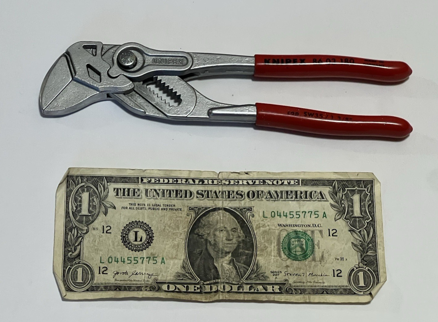Knipex 7″ Pliers Wrench 86 03 180 1-3/8″ Smooth Jaws Pliers Made in Germany